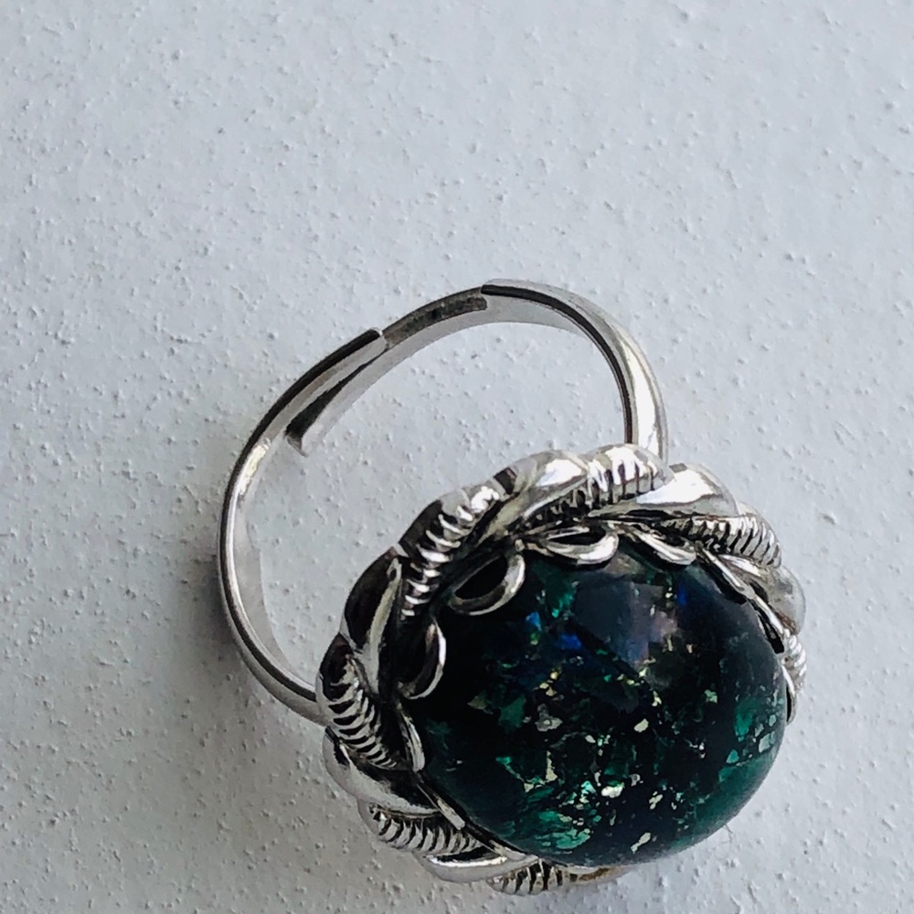 Adjustable Cocktail Silver Tone Ring - image 2